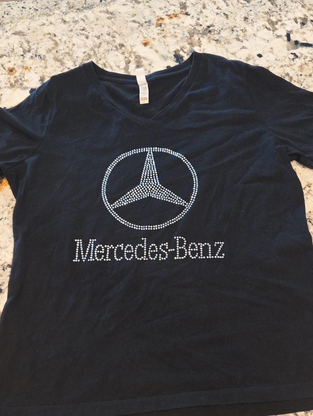 Mercedes-Benz Black V-Neck Rhinestone Logo Tee